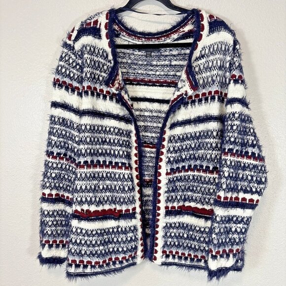 Lane Bryant Open Front Cardigan Sweater Eyelash Knit Ivory Blue Women's Sz 18/20 - Picture 2 of 11